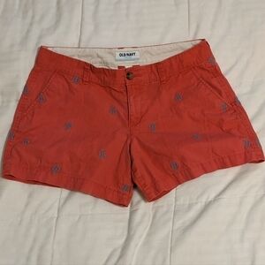 Old Navy bright pink with turquoise blue anchors size 6.